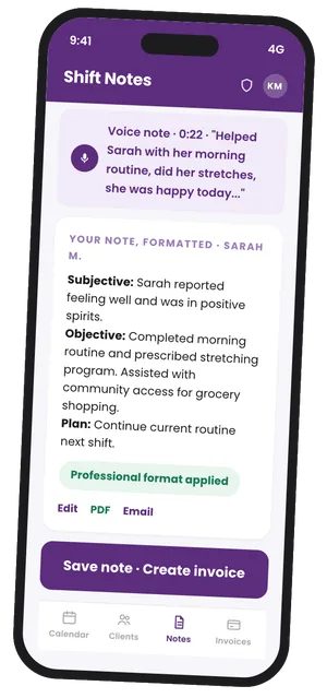 Sparks Scribe shift note on a phone